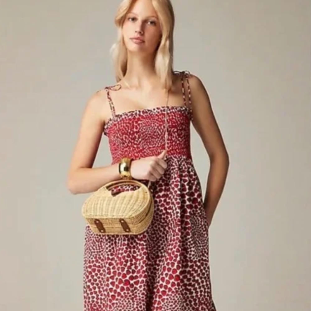 J.Crew Paloma Dress in Strawberry Swirl Cotton Poplin